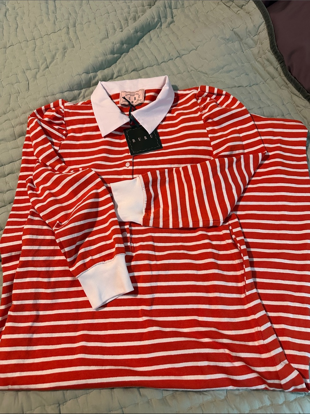 BUBU Red & White Striped Maxi Dress with Polo Collar - Picture 1 of 5